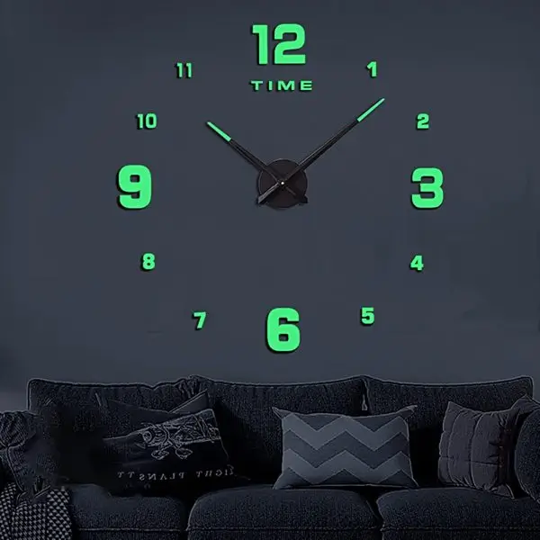 Modern Wooden Numbers Wall Clock – Round Dial, Glow-in-the-Dark, Decorative Clock - Image 2